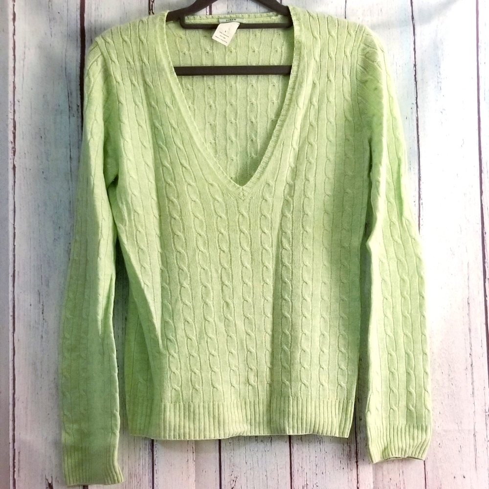J.Crew Y2K Vintage Cashmere LIME Cable Knit